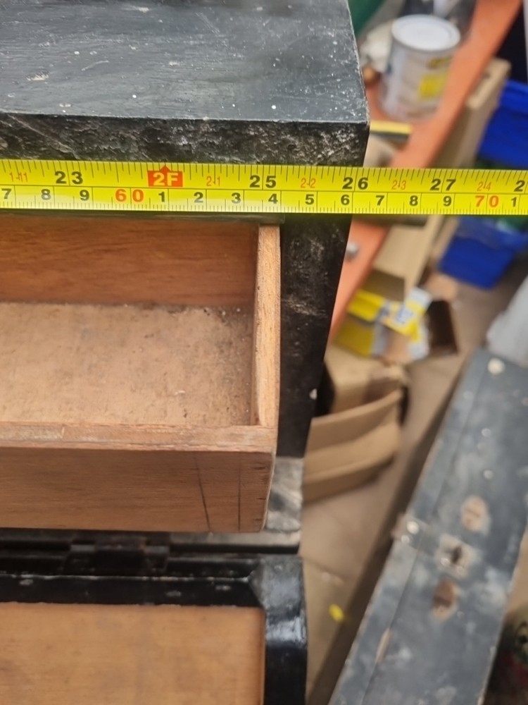 Wooden carpenters toolbox leather handle