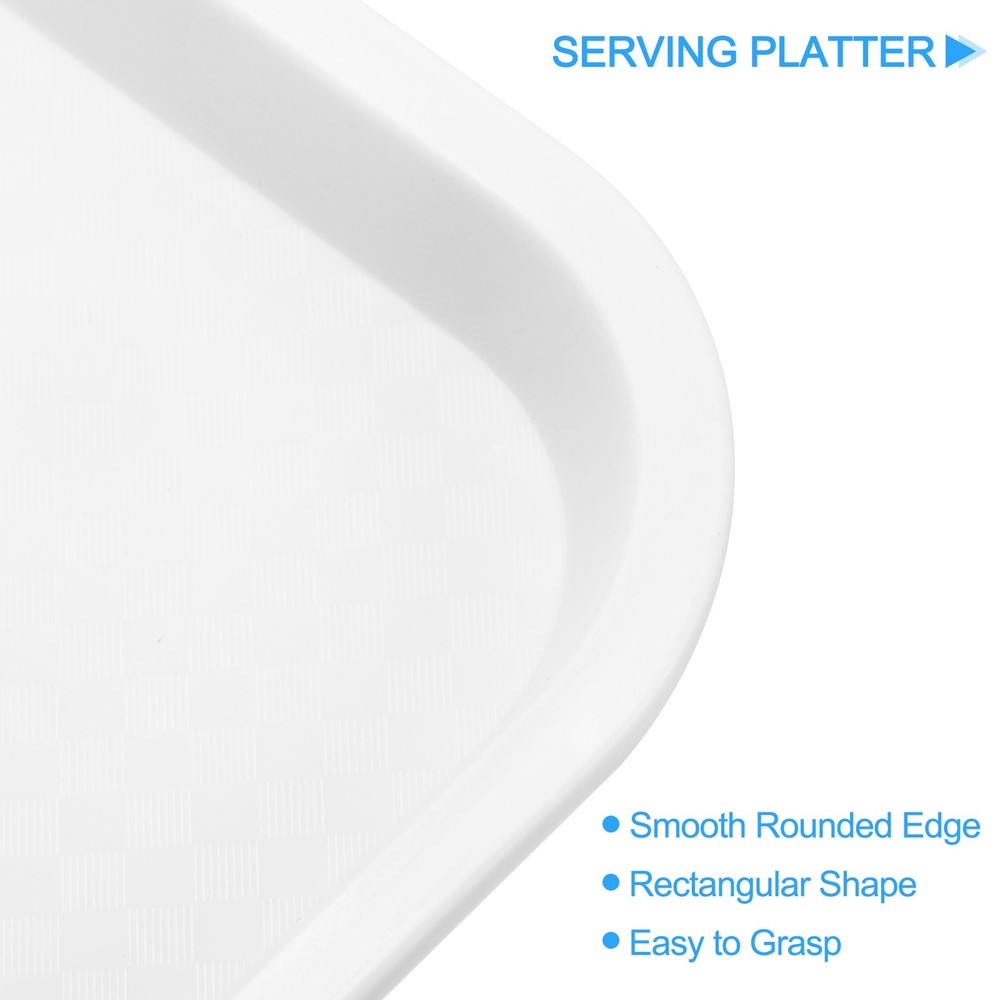 2Pcs 14" x 18" Plastic Fast Food Trays Bulk Rectangular Serving Trays, White