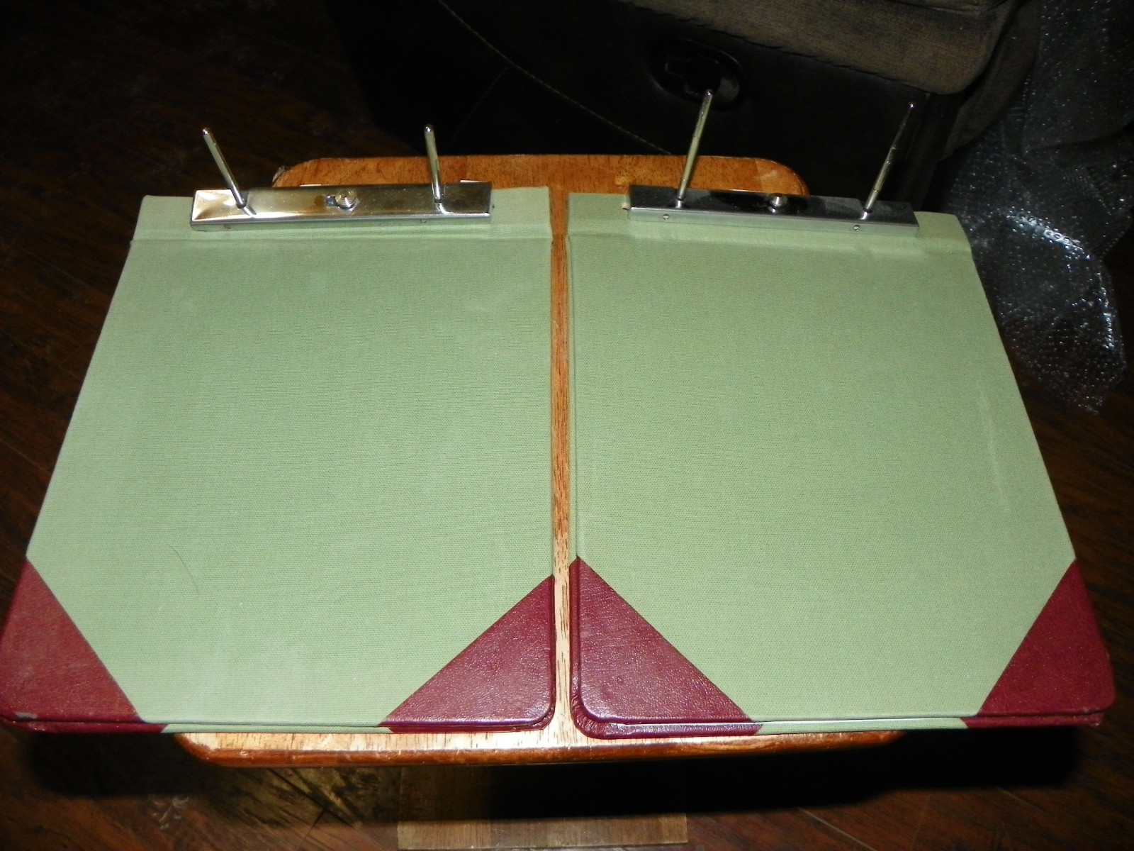 Lot of 2 Wilson Jones 278-27 Sectional Post Binder Canvas 11 x 8.5 GREEN 3" capa