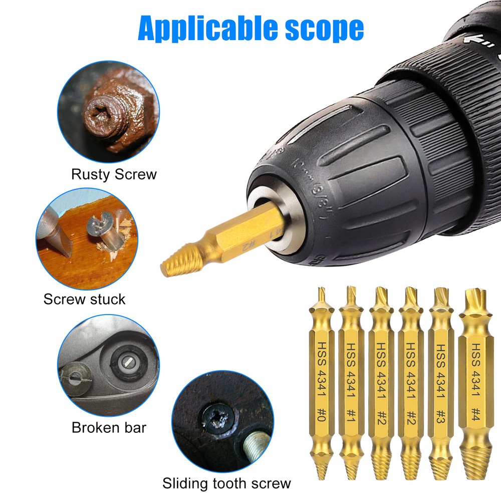 12pcs Fast Damaged Screw Extractor Speed Out Drill Bits Tool Broken Bolt Remover