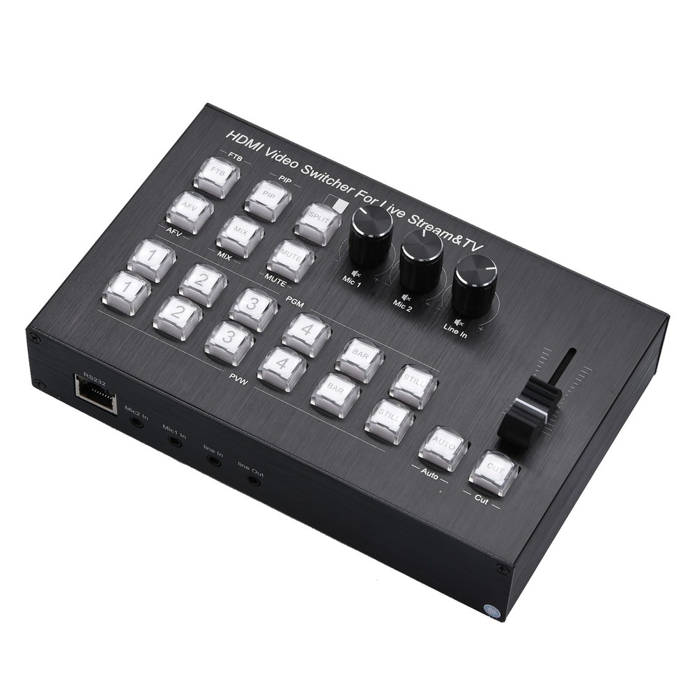 HDMI Video Switcher Mixer Support Multiple Camera Live Streaming OSD PIP MIC