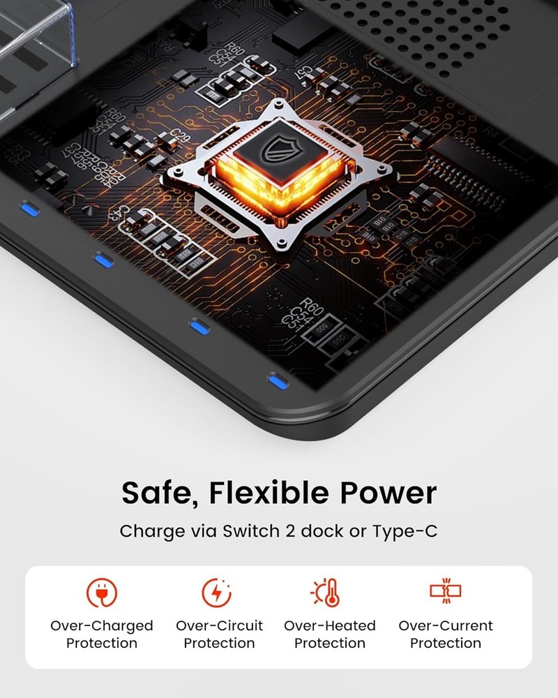 Cooling Fan Pro Controller & Joycons Charger for Switch 2 2025, Cool Down Joy...