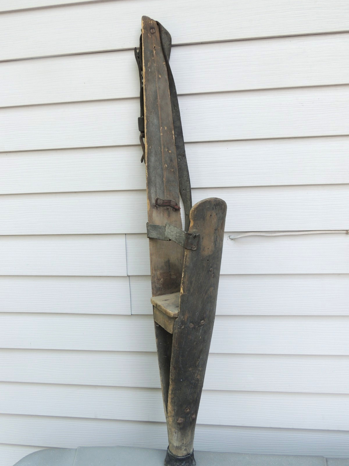 Antique Prosthetic Peg Leg Civil War Era 1860's w/ Leather Straps, 38" Tall