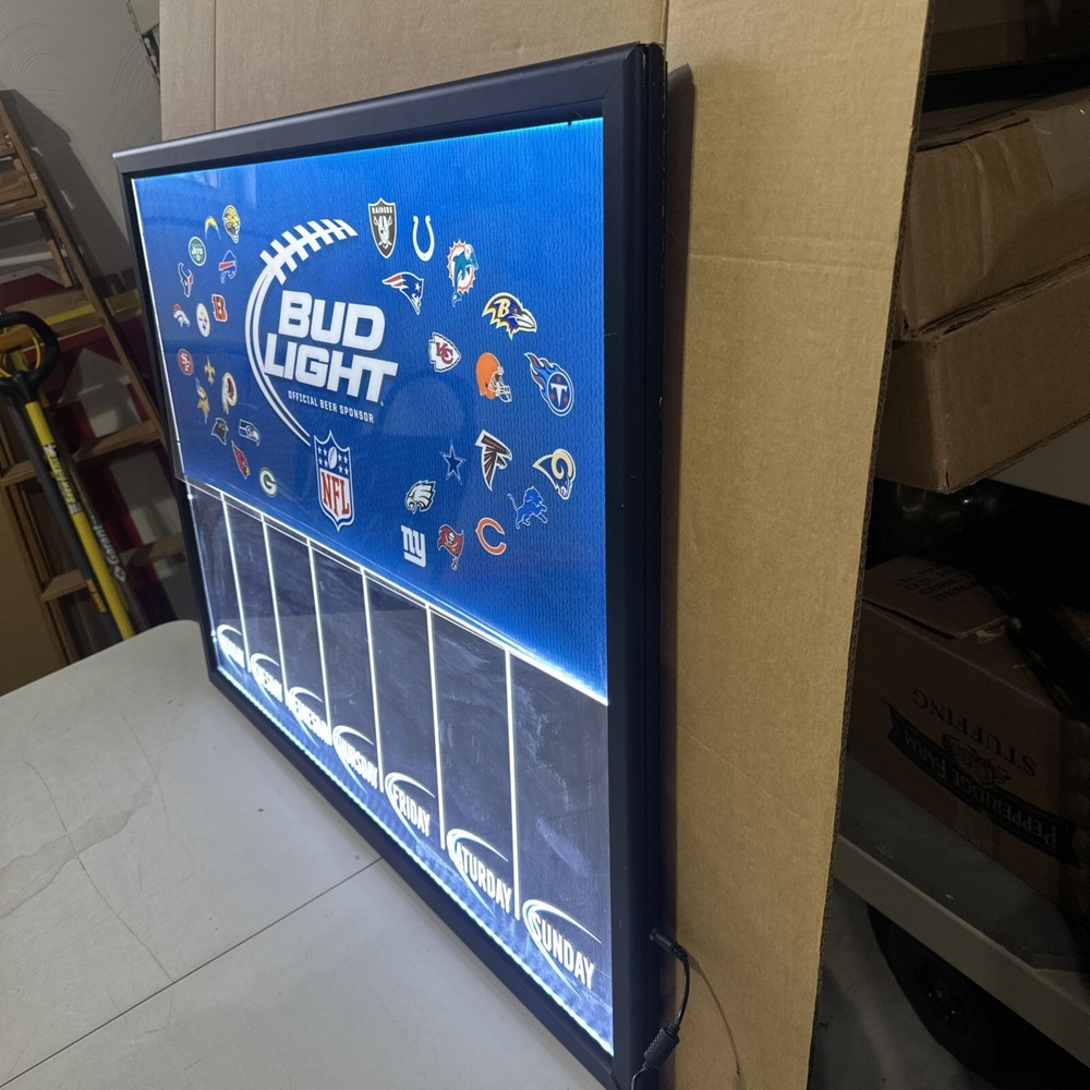AWESOME BUD LIGHT BEER NFL LIGHT UP MENU BOARD SIGN