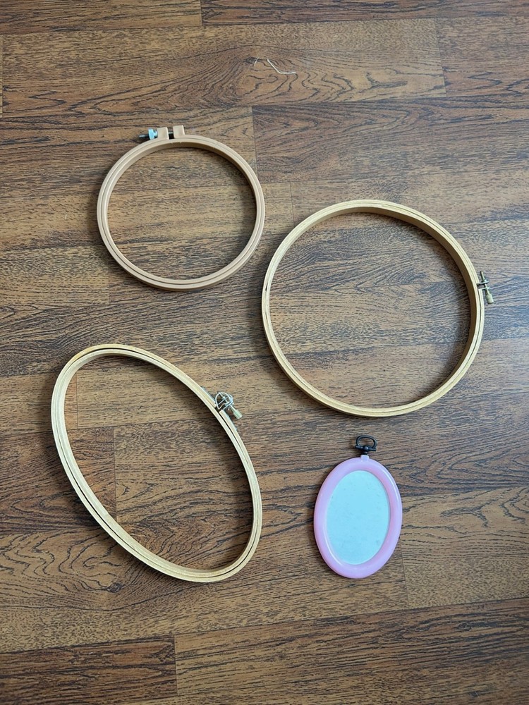 Assorted Cross Stitch Hoops and Frames Two Wooden Two Plastic