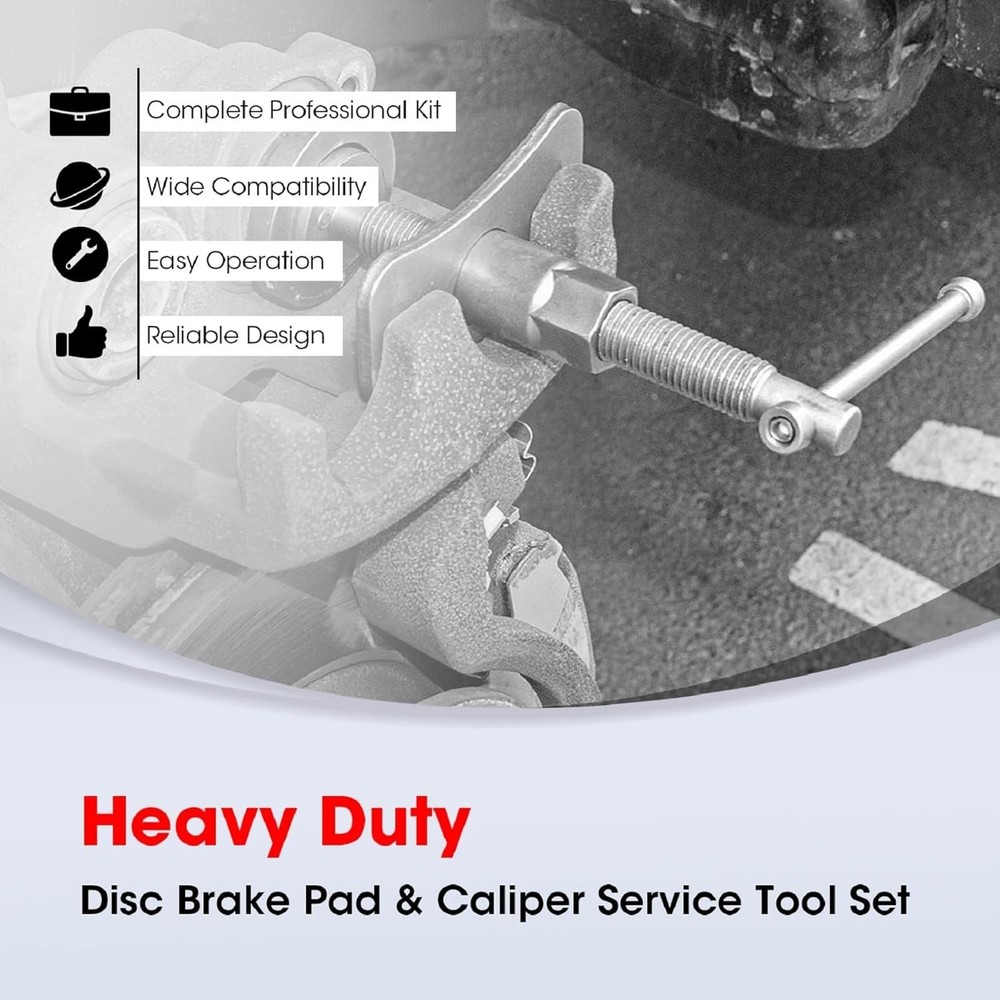 22 PCS Brake Caliper Press Tool Kit Disc Piston Compressor for Pad Reset Red Pro