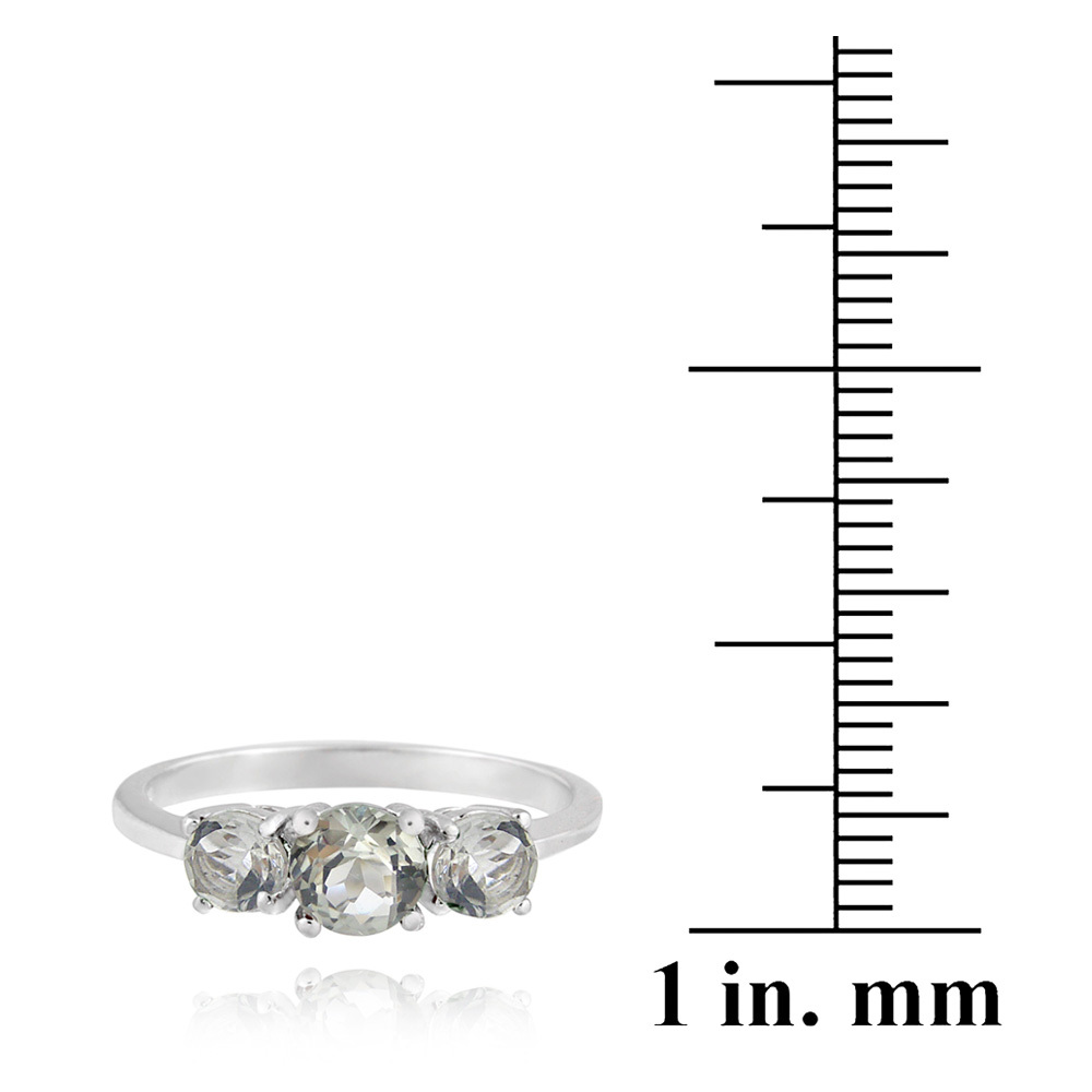 925 Silver 3-Stone Past Present Future Gemstone Ring - 5 Colors