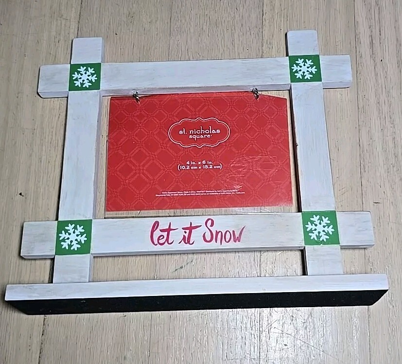 Kohls St. Nicholas square let it snow 4× 6 wooden picture frame Snowflake