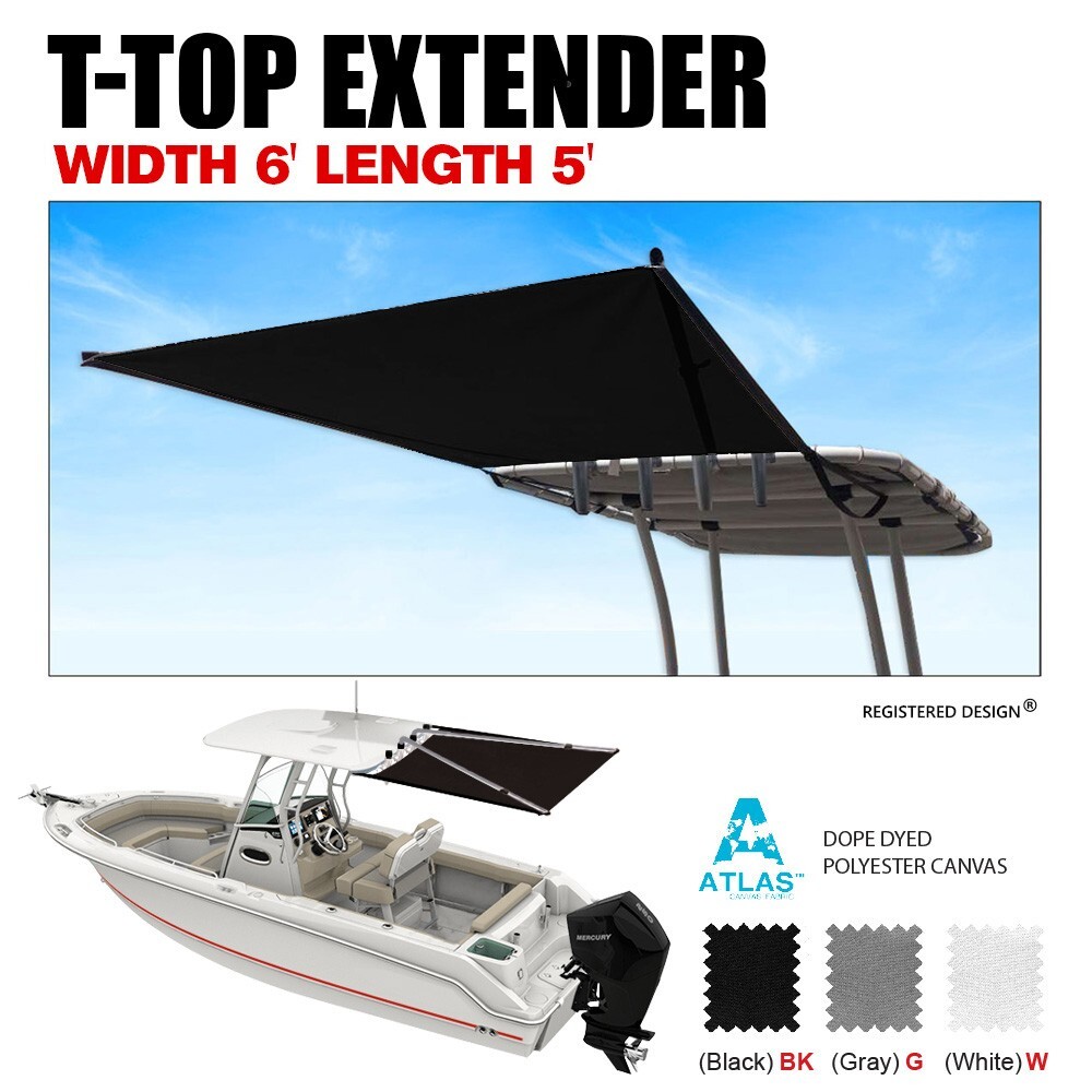 Oceansouth T-Top Extender Black / shaded area up to 5' / Width 6' x  Length 5'