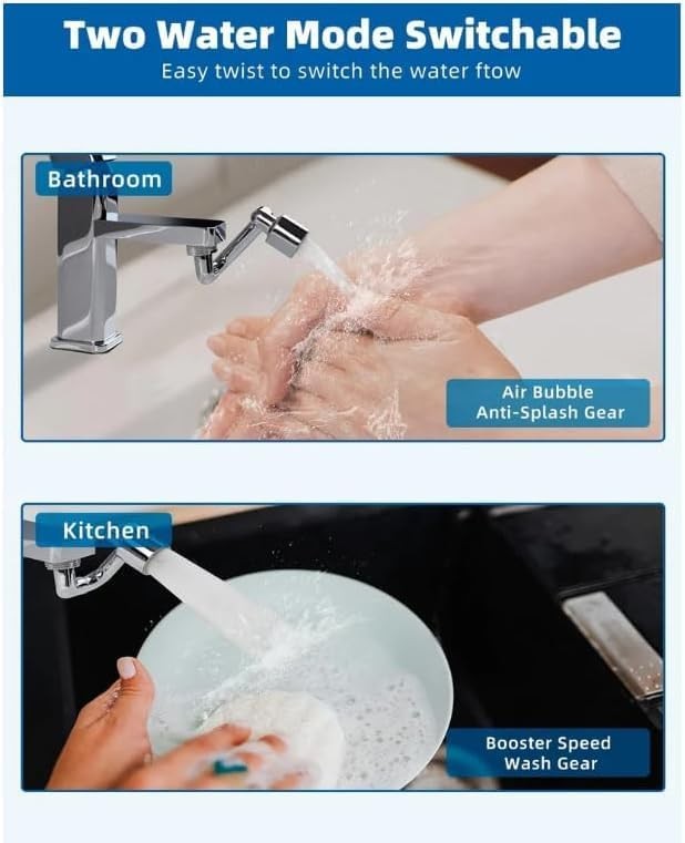 360° Rotating U Shaped Faucet Extender, Universal Faucet, Adjustable Robotic Arm