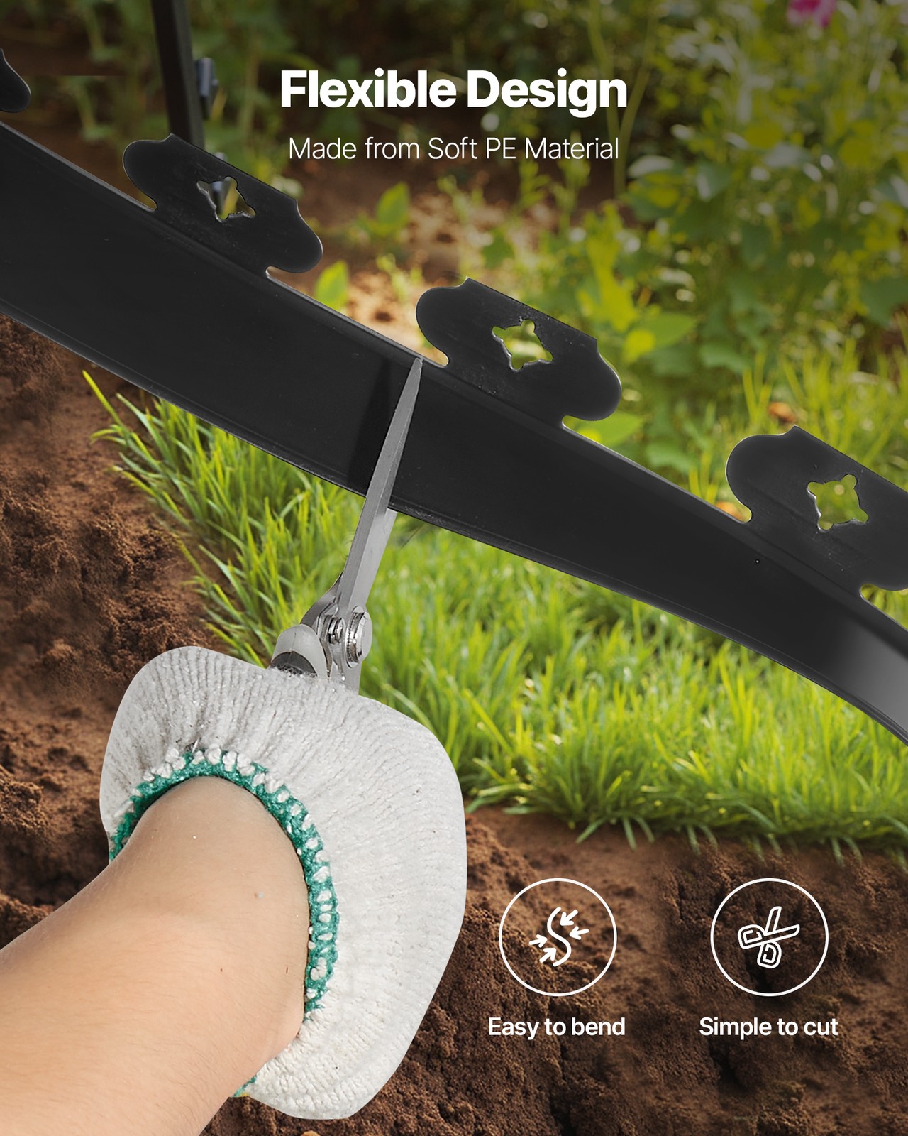 VEVOR Landscape Edging 100 ft x 1.5 in L-Shaped Plastic Garden Border No Dig