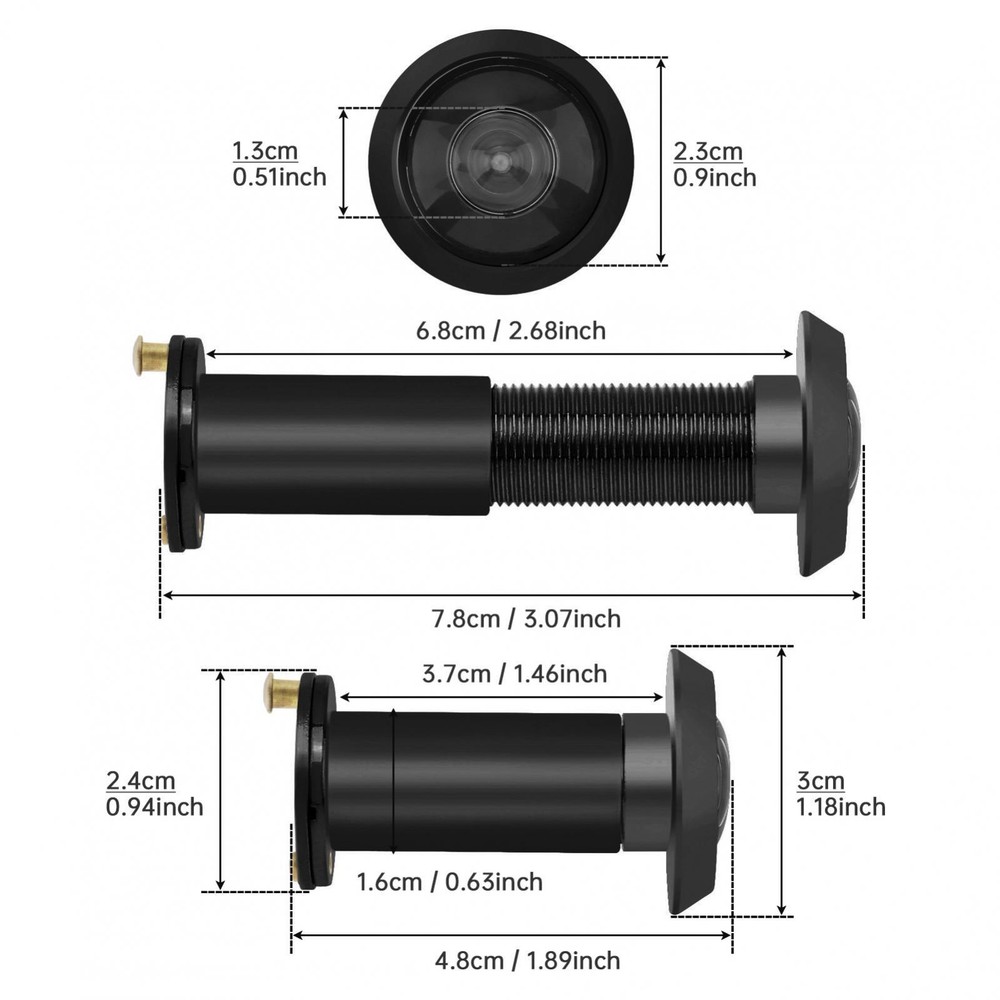 Solid Brass Door Viewer Peephole with install Drill Bit Set for Home Security