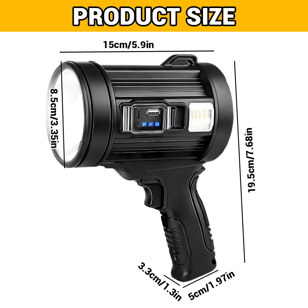 1000000LM Rechargeable Spotlight Spot Lights Handheld Flashlight Lightweight FR