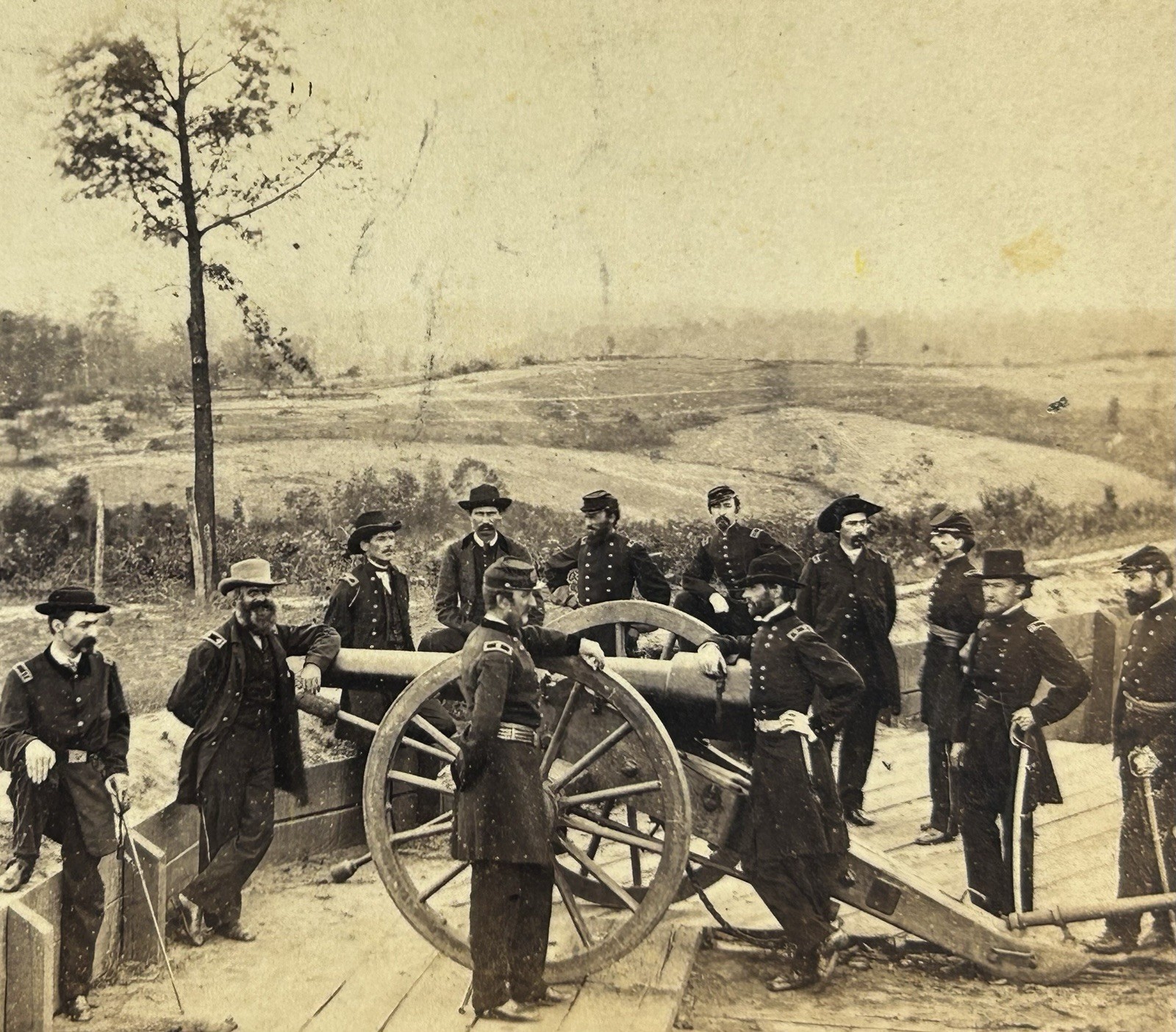 RARE Albumen Print Stereoview of William T Sherman & His Staff at Battle Atlanta