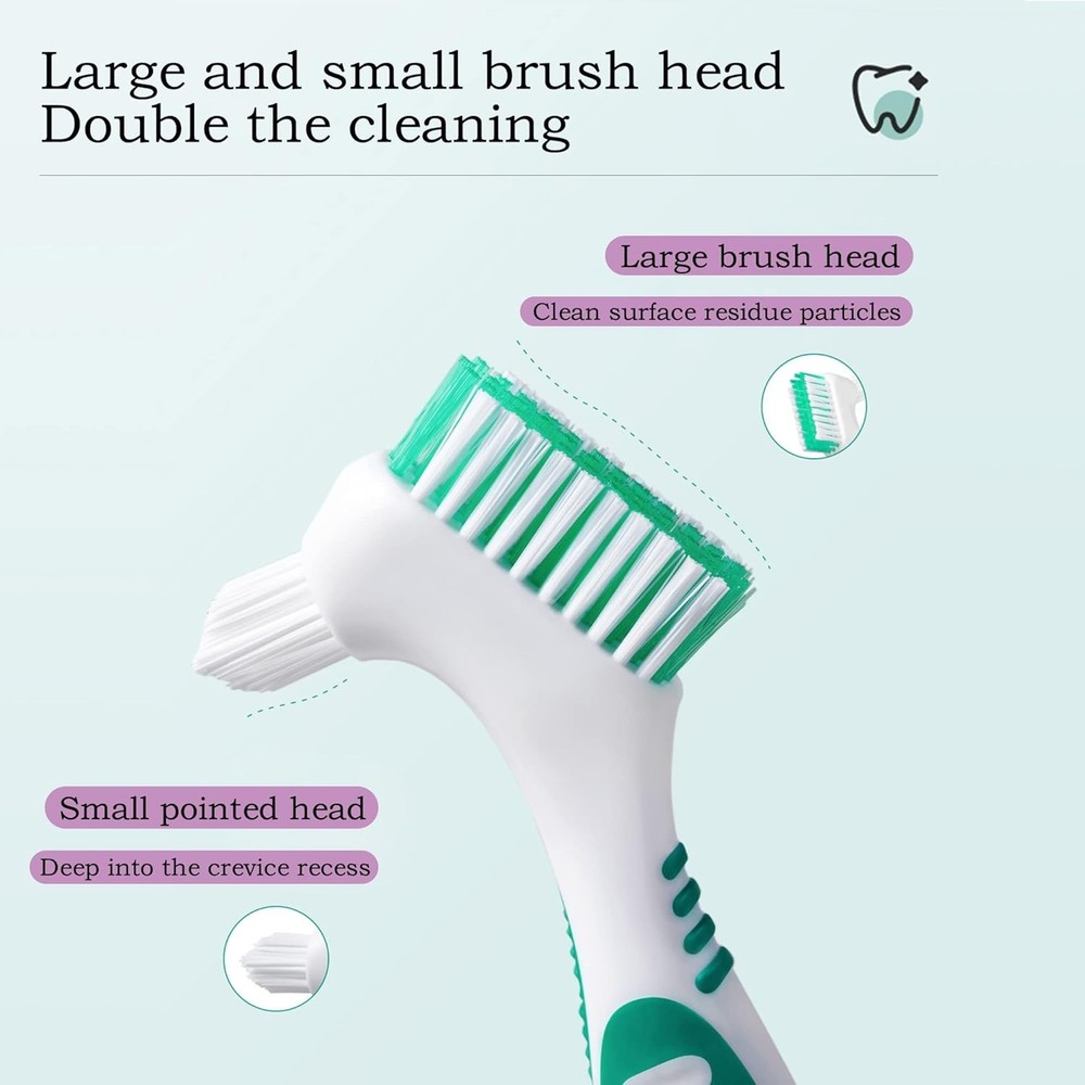 Denture Brush Set 4Pcs Double-Sided Cleaning Toothbrushes Multi-Layered Bristles
