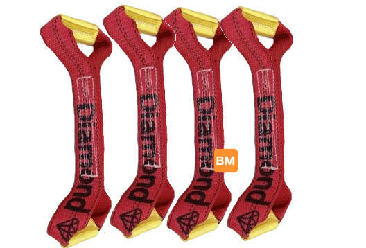 4-Pack RED Dog Bone Straps for 8-Point Tie Down System Rollback Diamond Weave