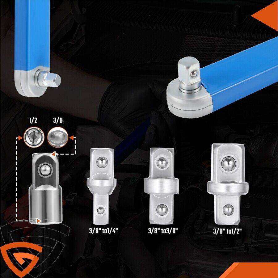 4 Pack Offset Extension Wrench Set Ratchet Spanner Wrench with Extender Adapter