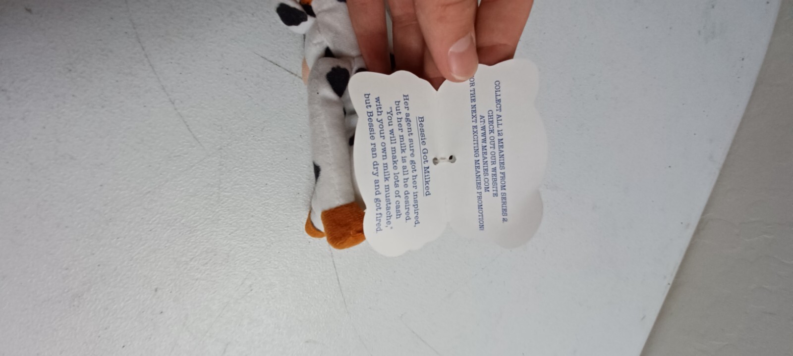 Bessie Got Milked Cow Meanies Beanie Baby Plush Graphic Milk Mustache Series 2