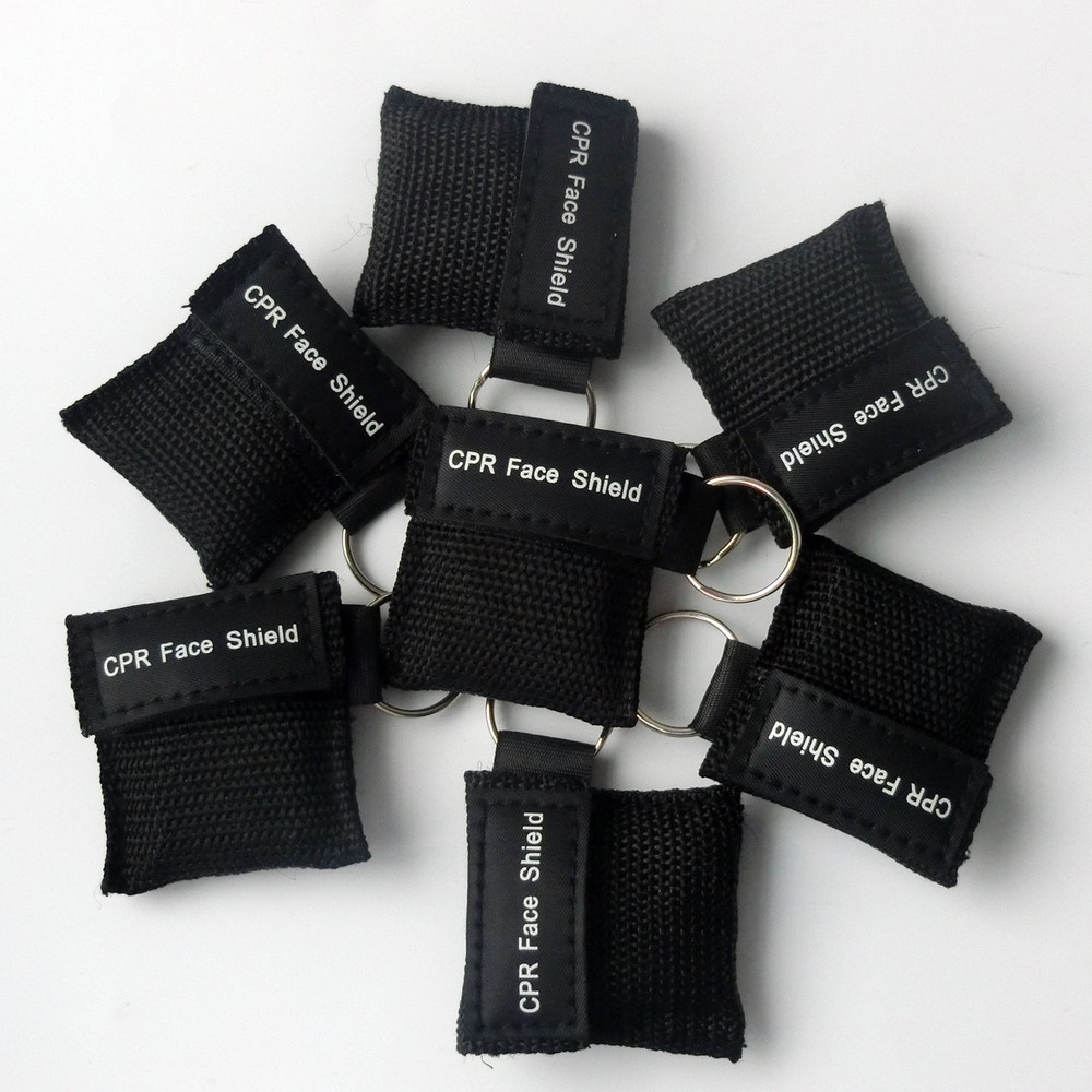 100pcs Mix 5 Colors CPR Keychain Pouch AED First Aid Training CPR Face shield