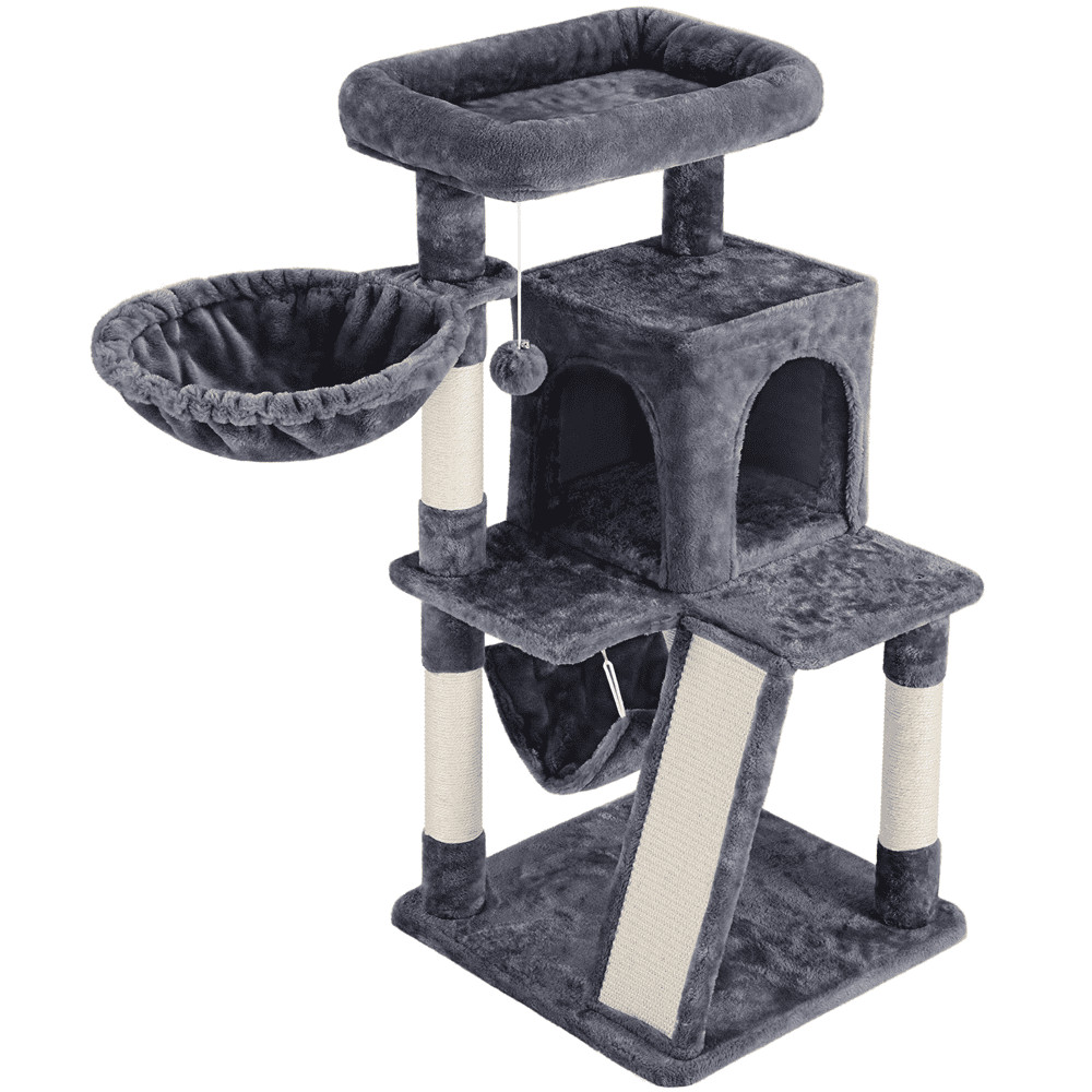 Multi-level Small Cat Tree Tower with Condo, Dark Gray