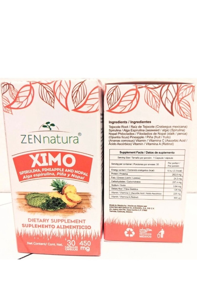 2 PACK! Ximo Spirulina, Pineapple and Nopal 30 Capsules