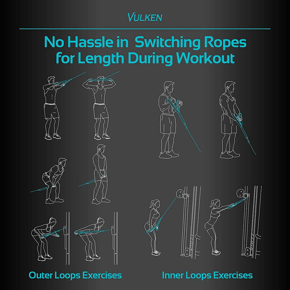 Tricep Rope Cable Attachment. Two Size in One Extra Long Pull down Rope. Triceps