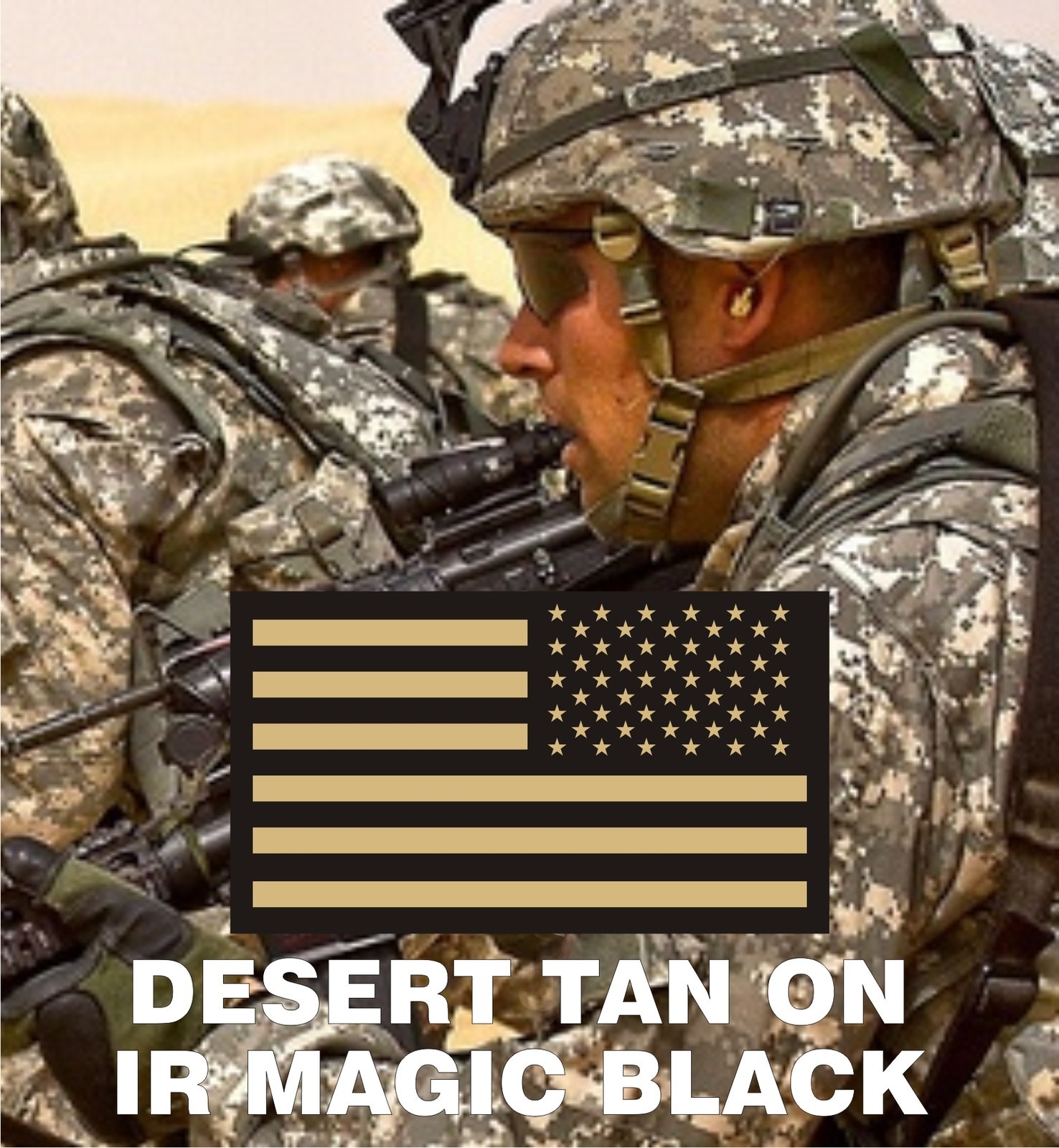 NO LOGO REVERSE USA TAN IR FLAG solasX 2ND 3.5"X2" WITH VELCRO® BRAND FASTENER