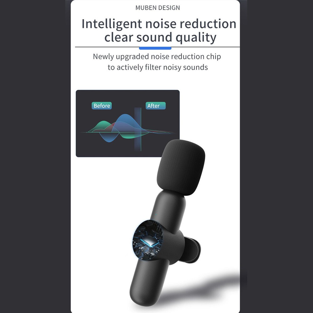 Mini Wireless Lavalier Microphone Audio Video Recording 2 Mic For IOS/Android