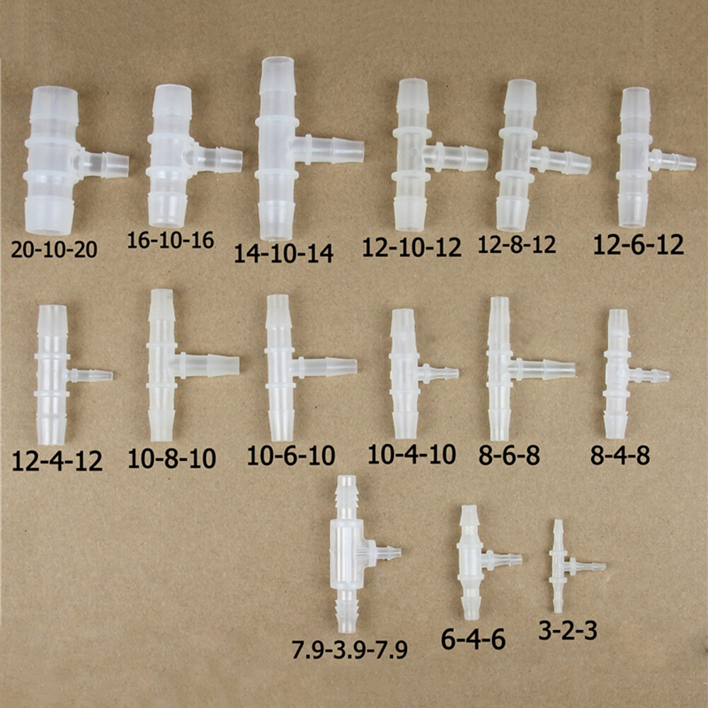 2-20mm T Piece 3 Way Plastic Joiner Barbed Reducer Connector Pipe Hose Water
