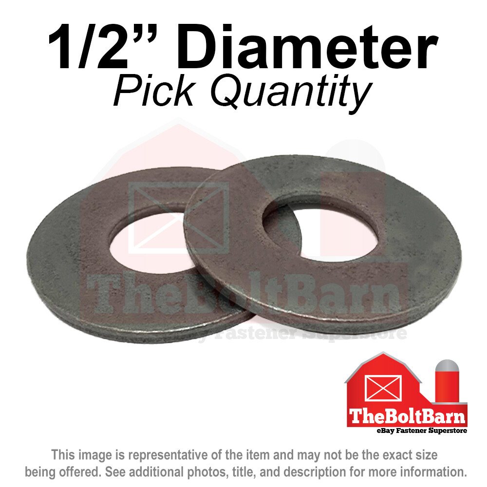 1/2" SAE Flat Washers Grade 8 Steel Plain & Oil (Pick Quantity)