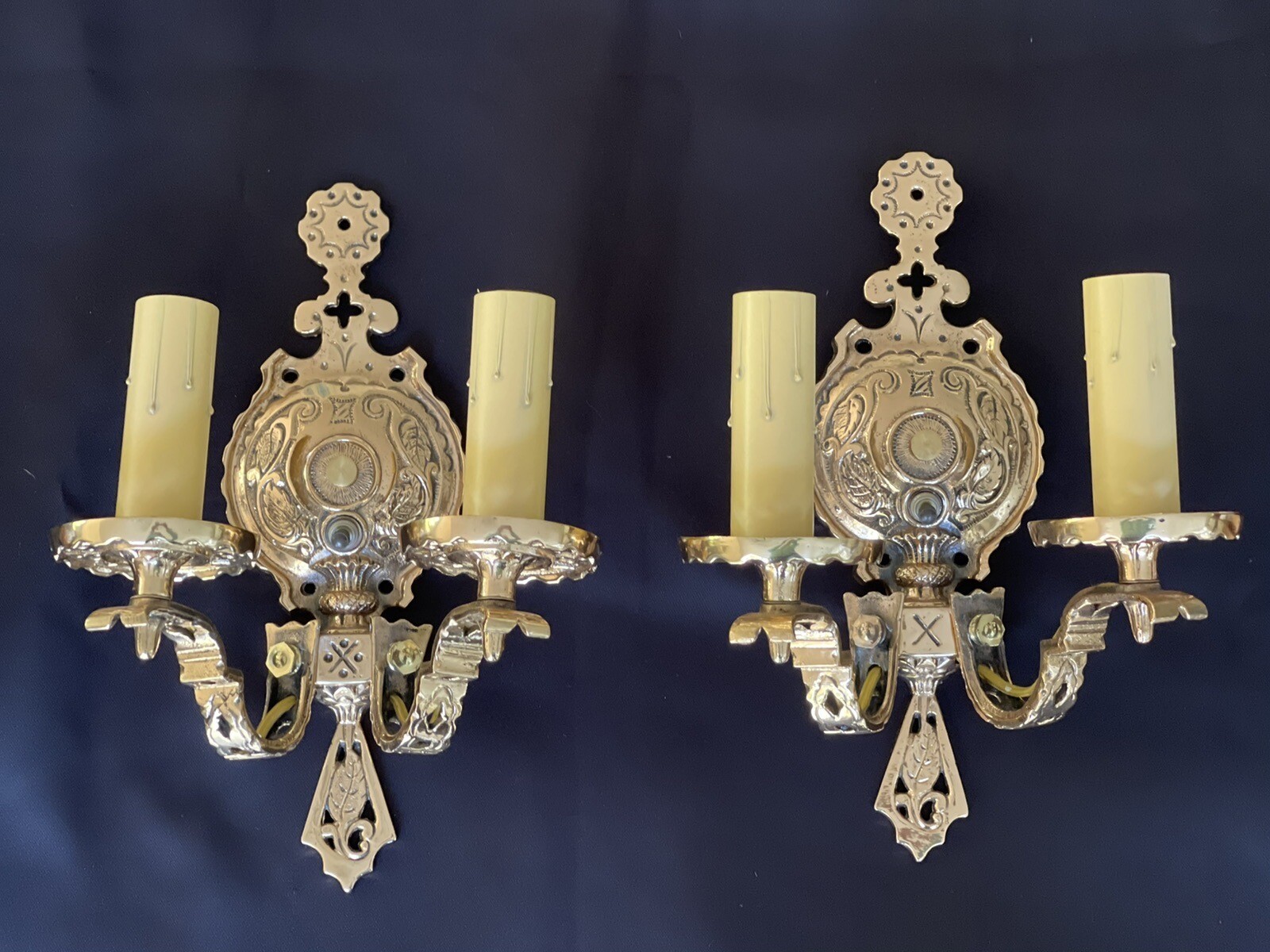 PAIR Antique Aesthetic Solid Brass Wall Sconces East Lake Victorian
