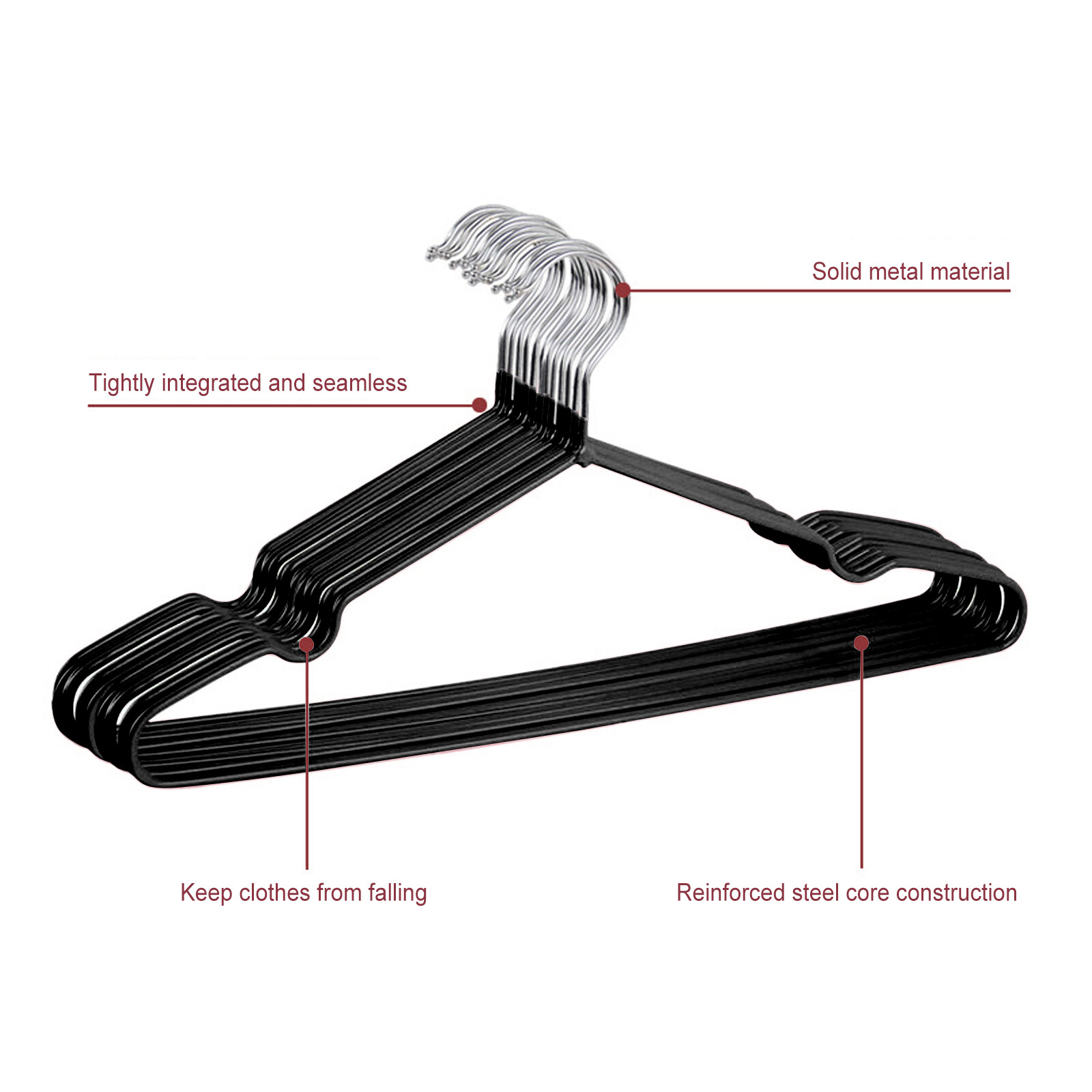 80 Black Heavy Duty Metal Wire Hangers 16" Strong Standard Coat & Clothes Hanger