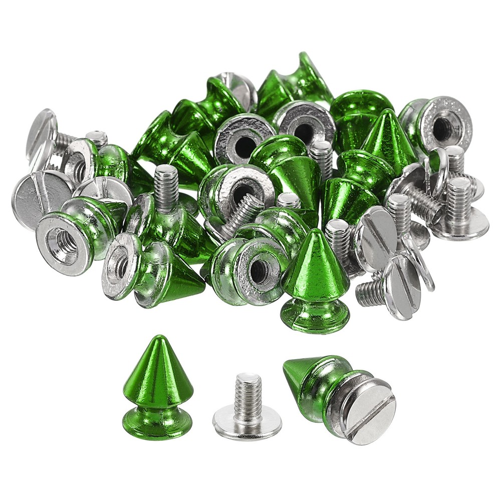 20Sets Cone Spike Stud Rivet,12mm Tree Studs and Spikes Bright Green