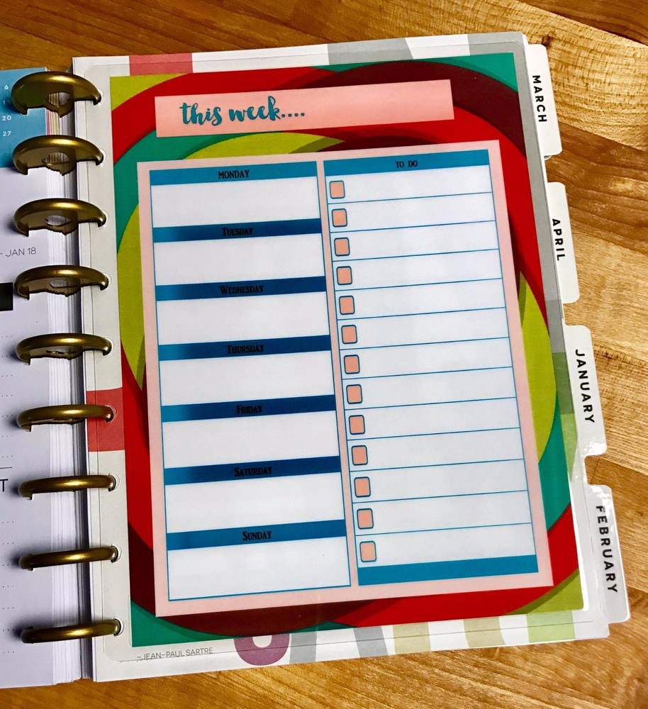 This Week Daily To Do Notes Dashboard Insert for use with HAPPY Planner