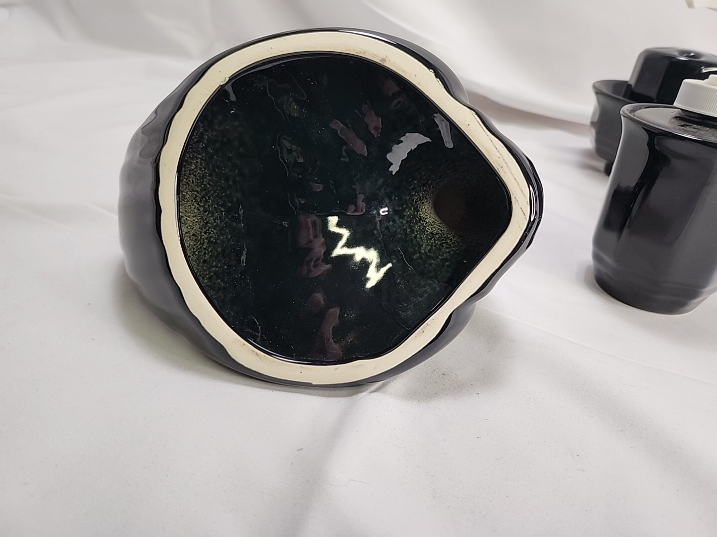 1980's Pfaltzgraff Swan Towel Holder Seashell Toothpaste Hand soap Bathroom Set