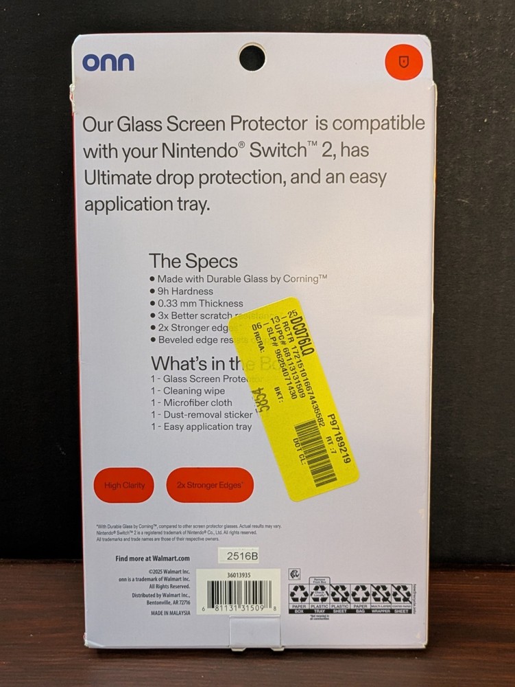 onn Glass Screen Protector for NINTENDO SWITCH 2