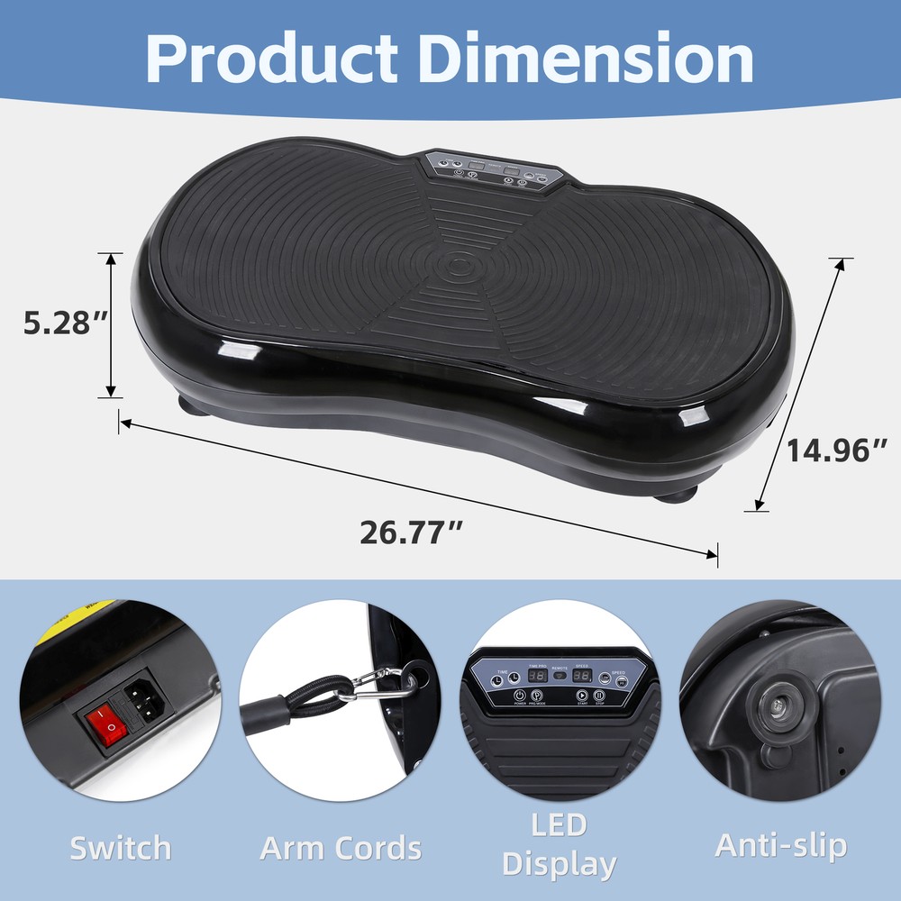 Slim Power Vibration Plate Exercise Machine Vibro Shaper 3 Program W/ Bluetooth