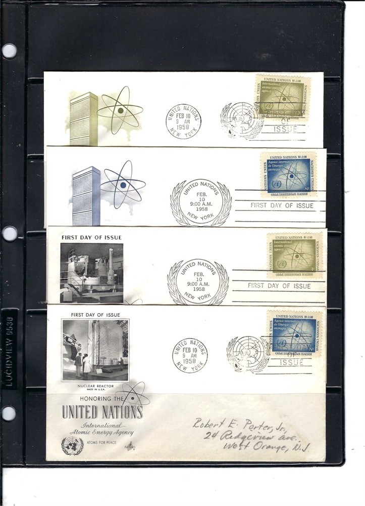 1958 ATOMIC ENEREGY AGENCY FDC's (10) (Scott# 59 & 60) - MIXED CACHETS (314A)