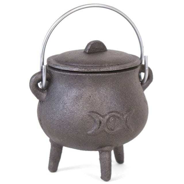 Cast Iron Cauldron Pentagram our Triple moon