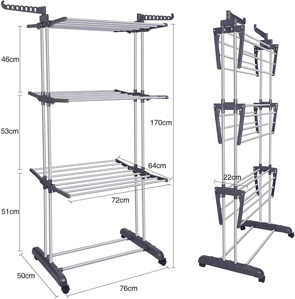 Rolling Clothes Drying Rack Laundry Rack Foldable Tendedero Para Secar La Ropa
