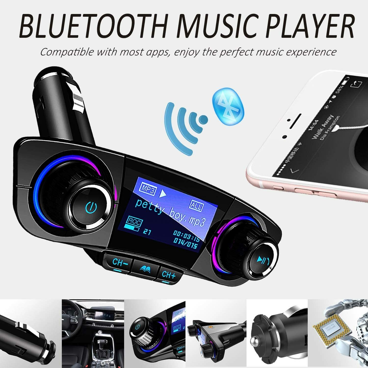 Bluetooth Car FM Transmitter MP3 Player Hands free Radio Adapter Kit USB Charger