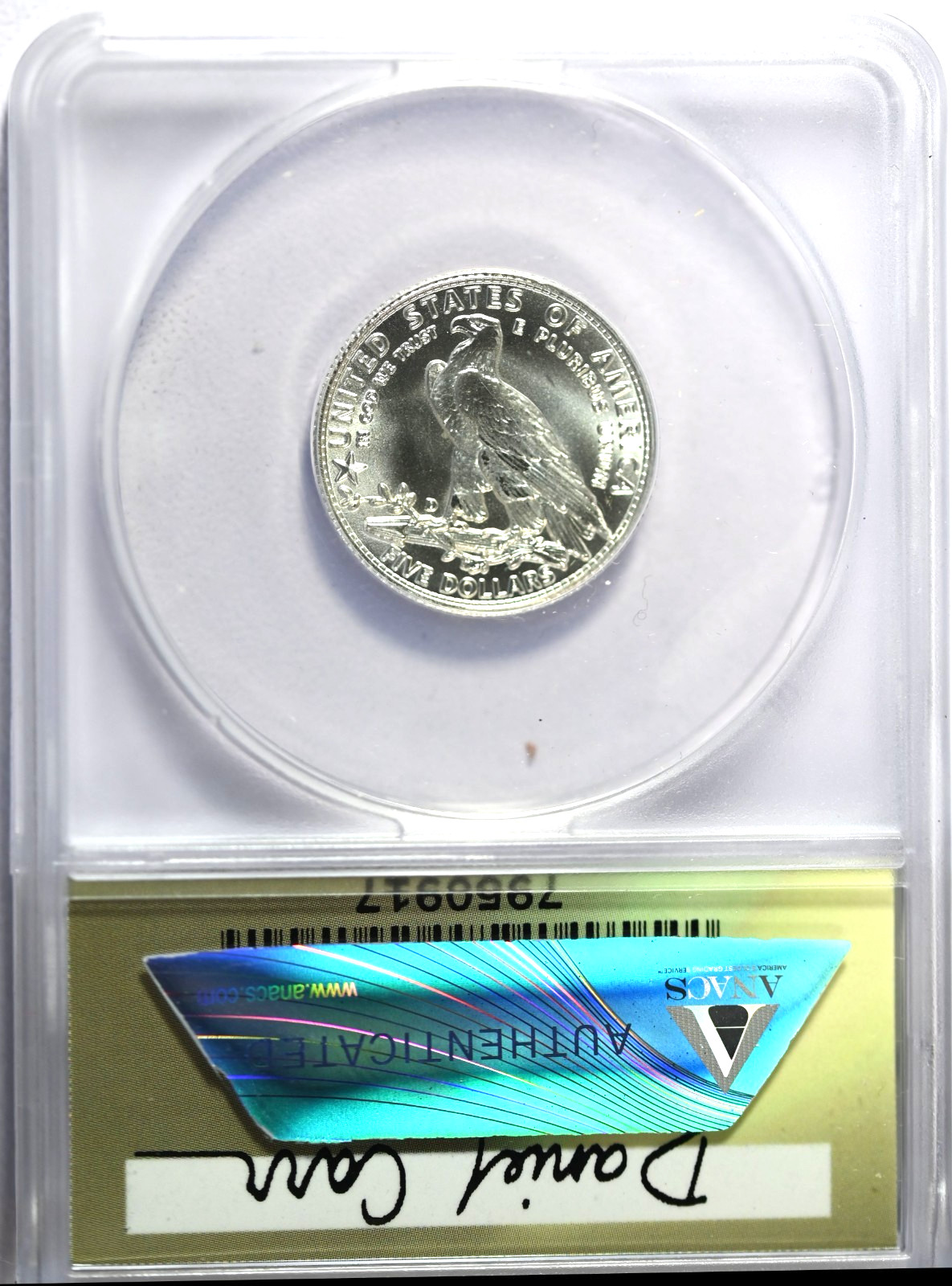 1933-D ANACS MS70 Dan Carr Native Head $5 Normal Relief (Not Sunken)Silver Token