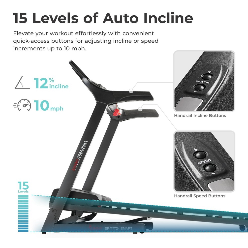 New Bluetooth Shock Absorption Treadmill with Auto Incline Foldable Pulse Sensor