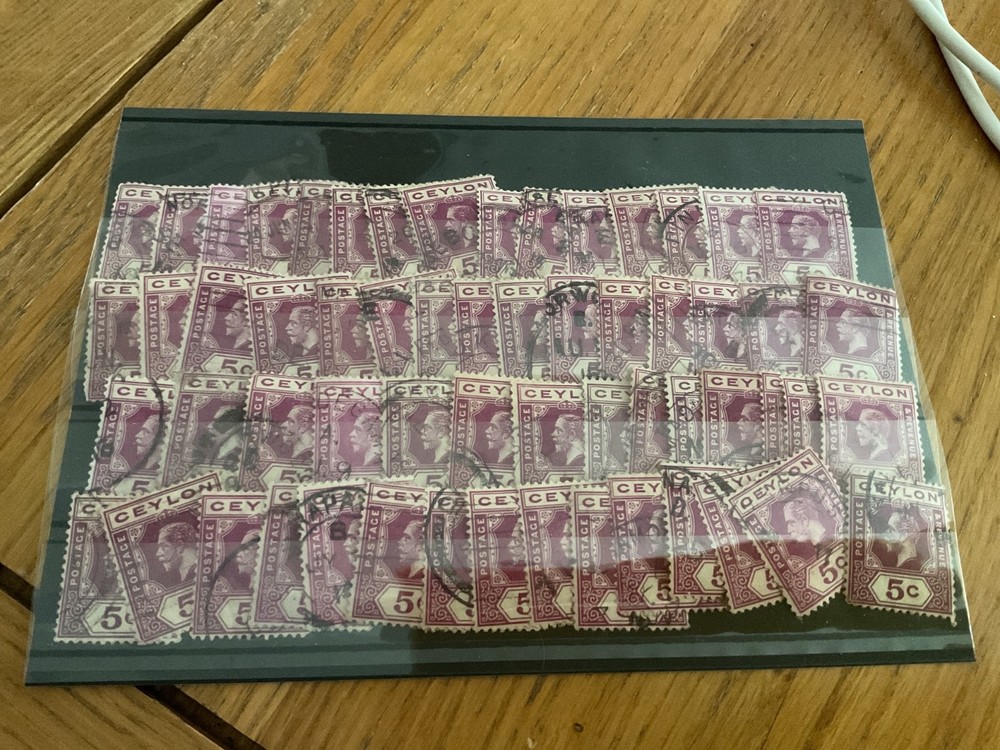 Ceylon 5c value duplicated used stamps  B1932