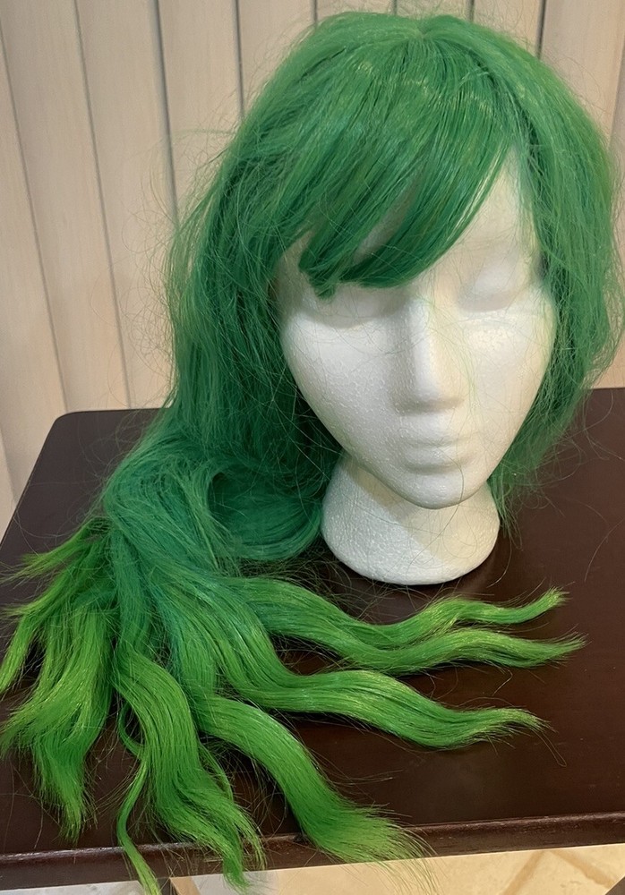 GREEN LONG WIG W/BANGS COSTUME ACCESSORY