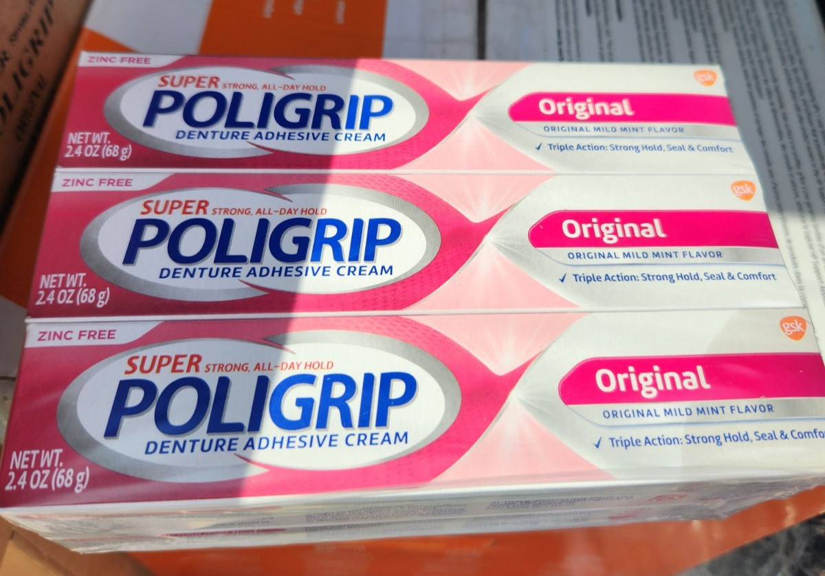 6 pack - Super Poligrip Denture Adhesive Cream - 2.4 OZ