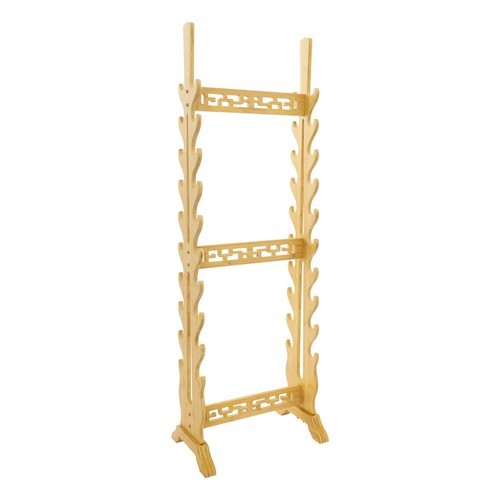 Medieval Sword Stand Solid Wood Horizontal Display Rack for Katana Sword 20 Tier