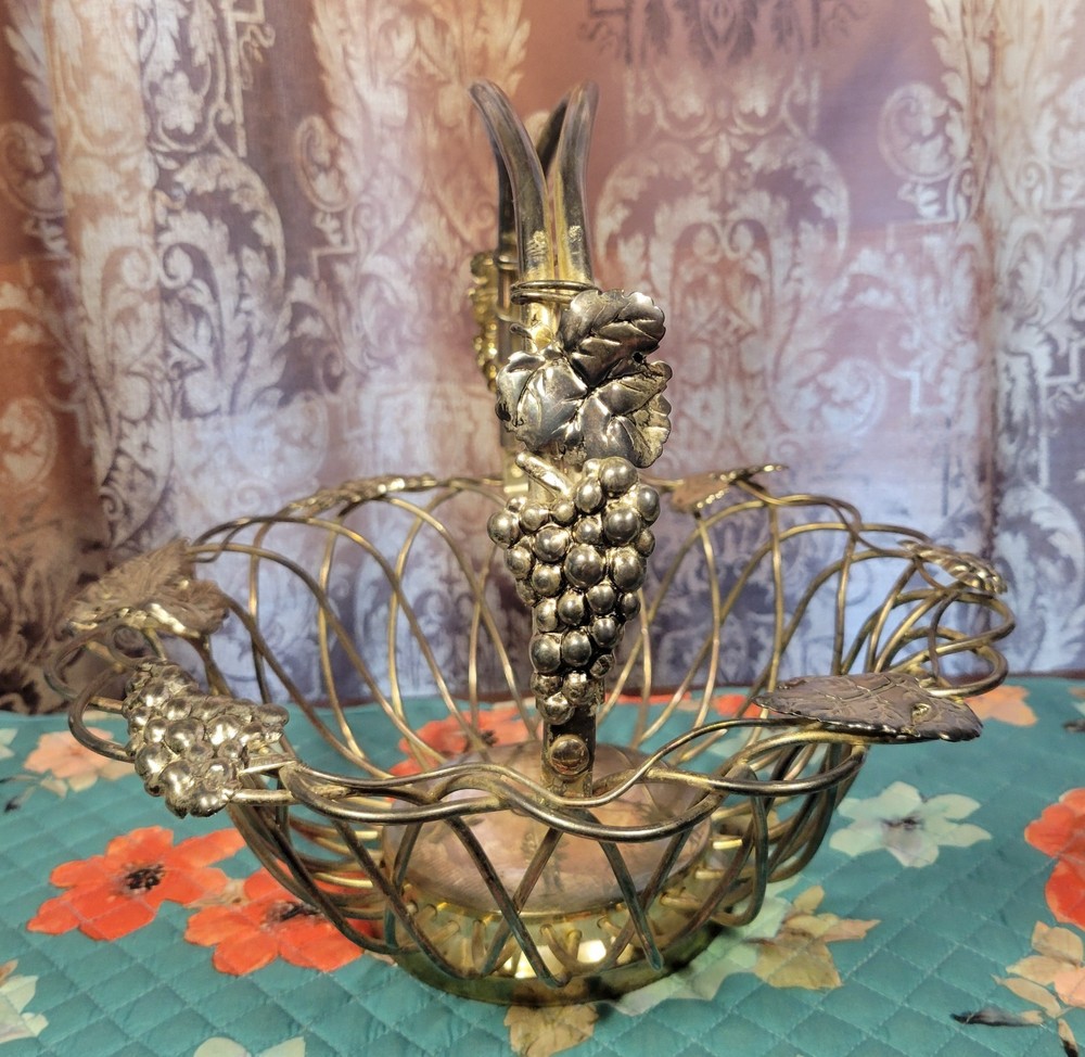 Godinger Silver Art Co Ltd Grape Leaf Swing Handle Silver Plate Basket