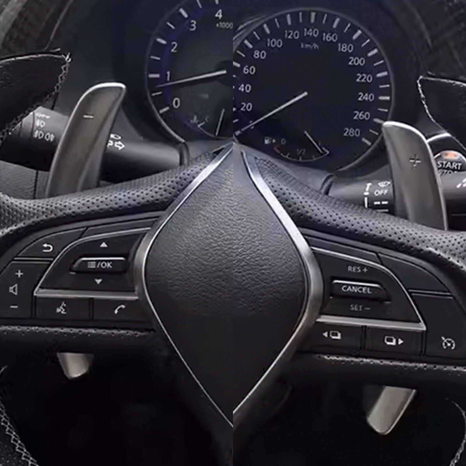 For Infiniti Q50 2014-2021 Matte Silver Steering Wheel Shift Paddle Shifter21Ywi