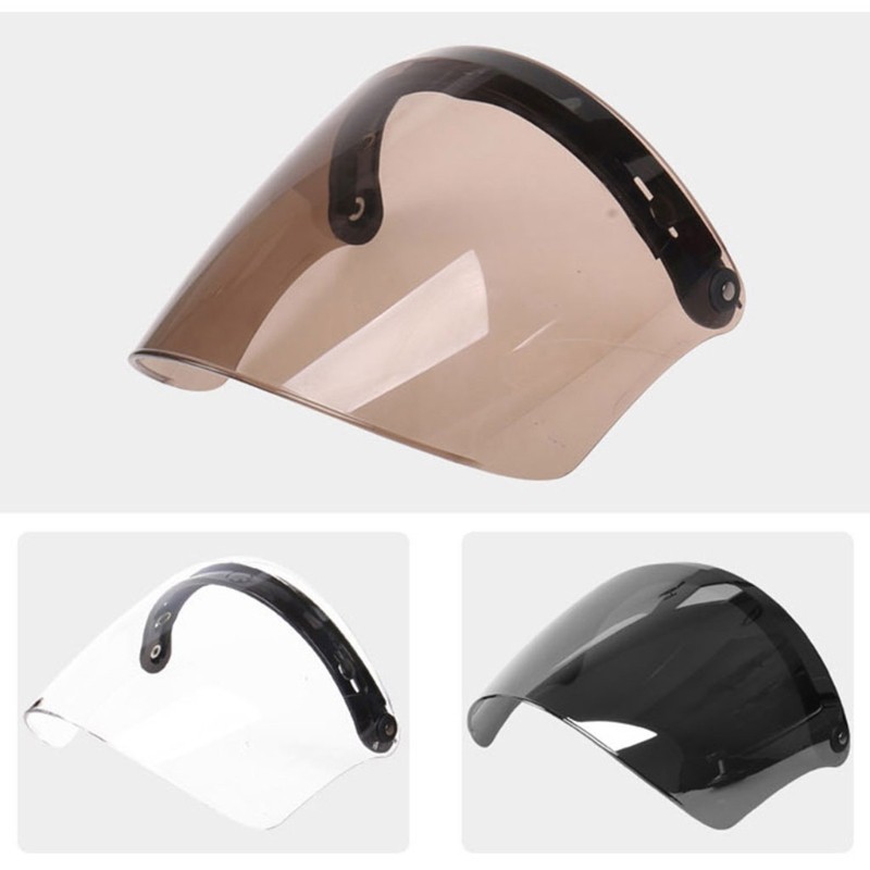 3-snap Open Face Helmet Bubble Visor for Sun Shade Protector for Motorcycle Ridi